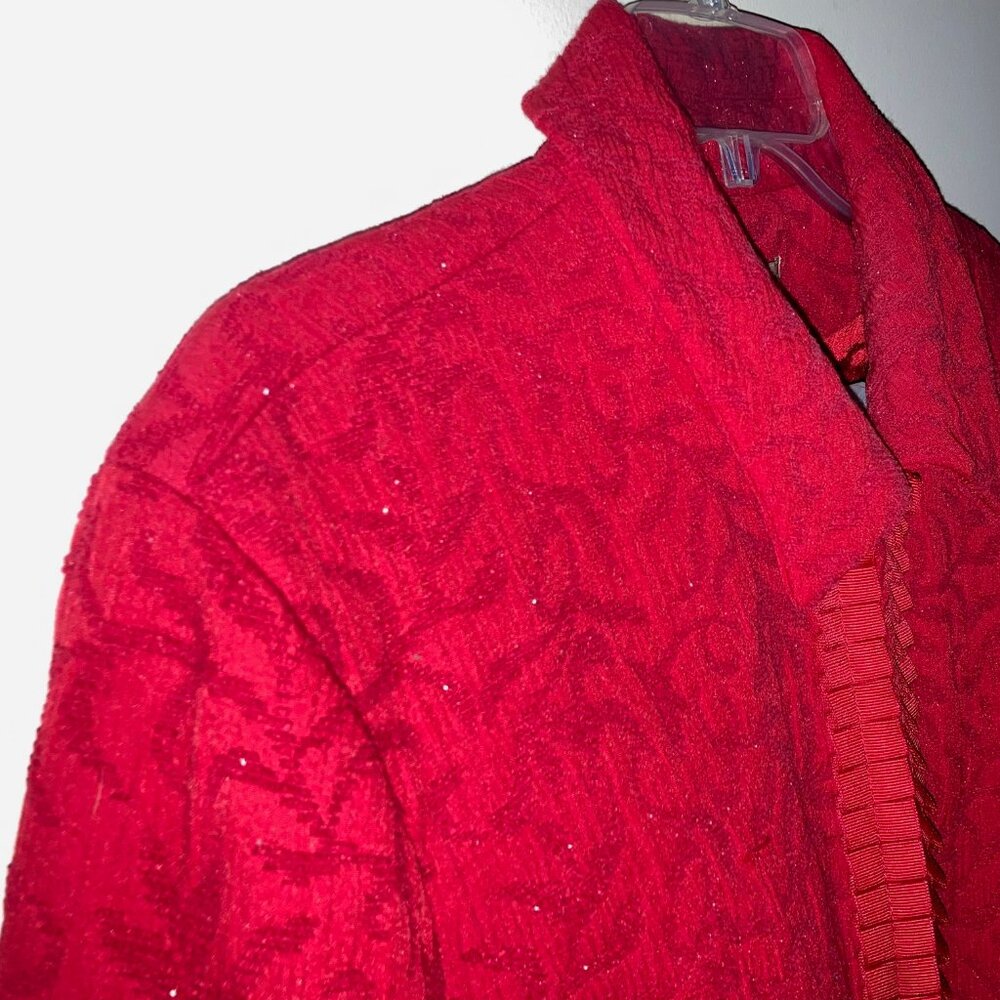 Glittery red jacket 1X Coldwater Creek Shimmer Lined Textured pattern Dressy 16W